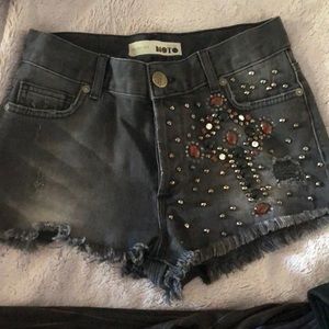 Topshop embellished black cutoff shorts